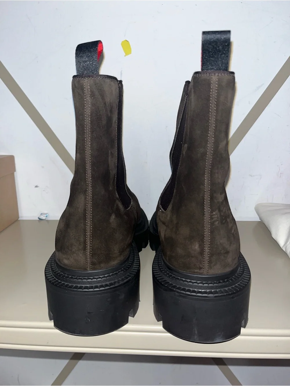 Christian Louboutin Men's Dark Brown Suede Chukka Boot with Red Heel Tab